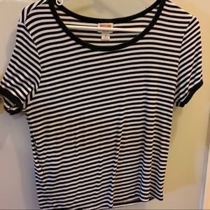 black and white striped tee shirt